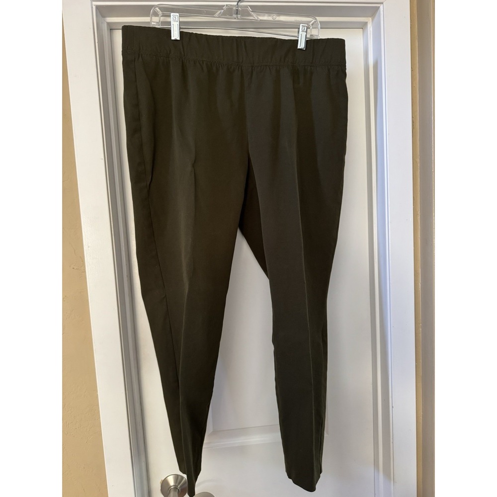 Talbots Essex Ankle‎ Pants 16W Curvy Fit Olive Green Stretch Career Plus Size